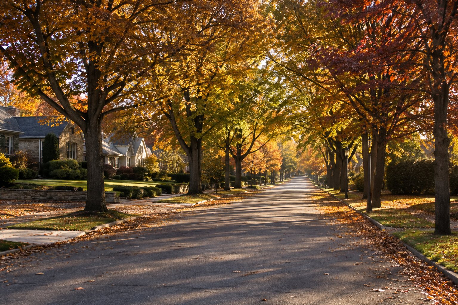 A Harford County street with homes, illustrative